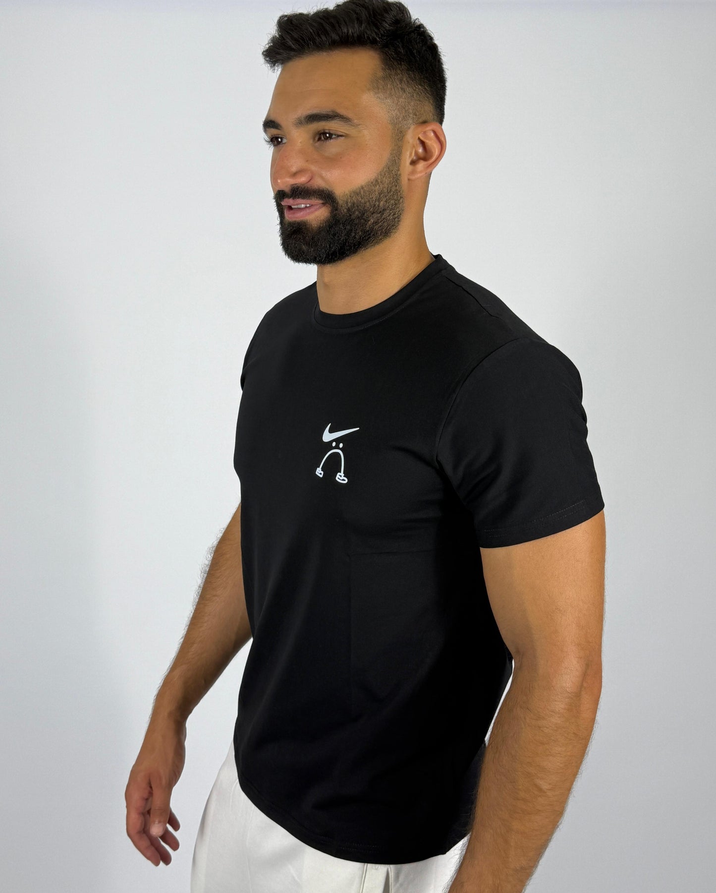 Men's Nike "Swoosh Smile" Graphic T-Shirt - Black Playful Logo Tee