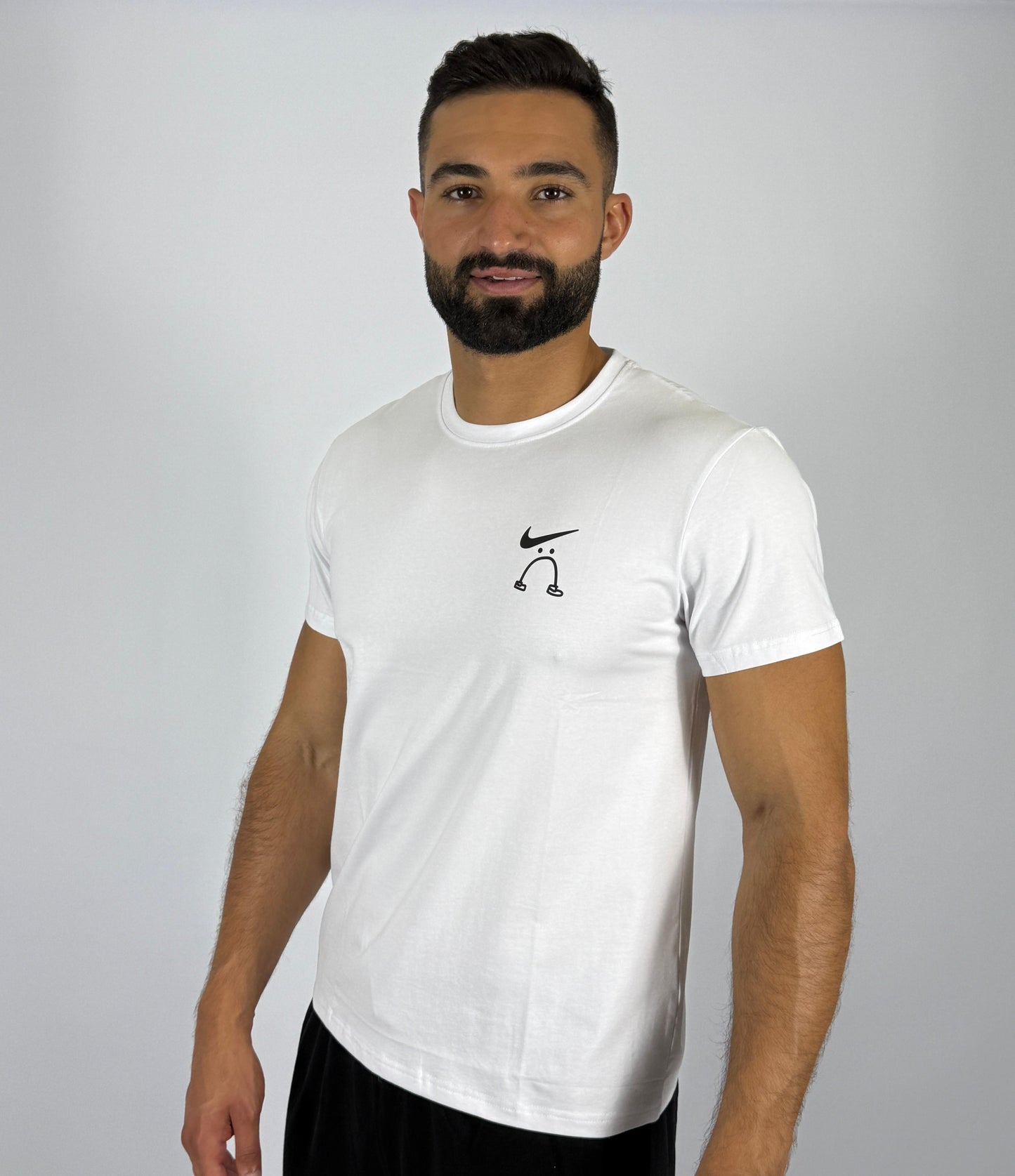 Men's Nike "Swoosh Smile" Graphic T-Shirt - Crisp White Playful Logo Tee
