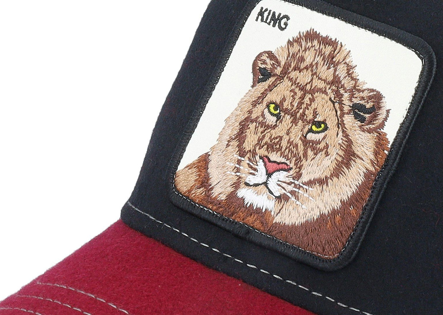 Goorin Bros. "King" Lion Patch Trucker Hat - Black, Red, & Grey