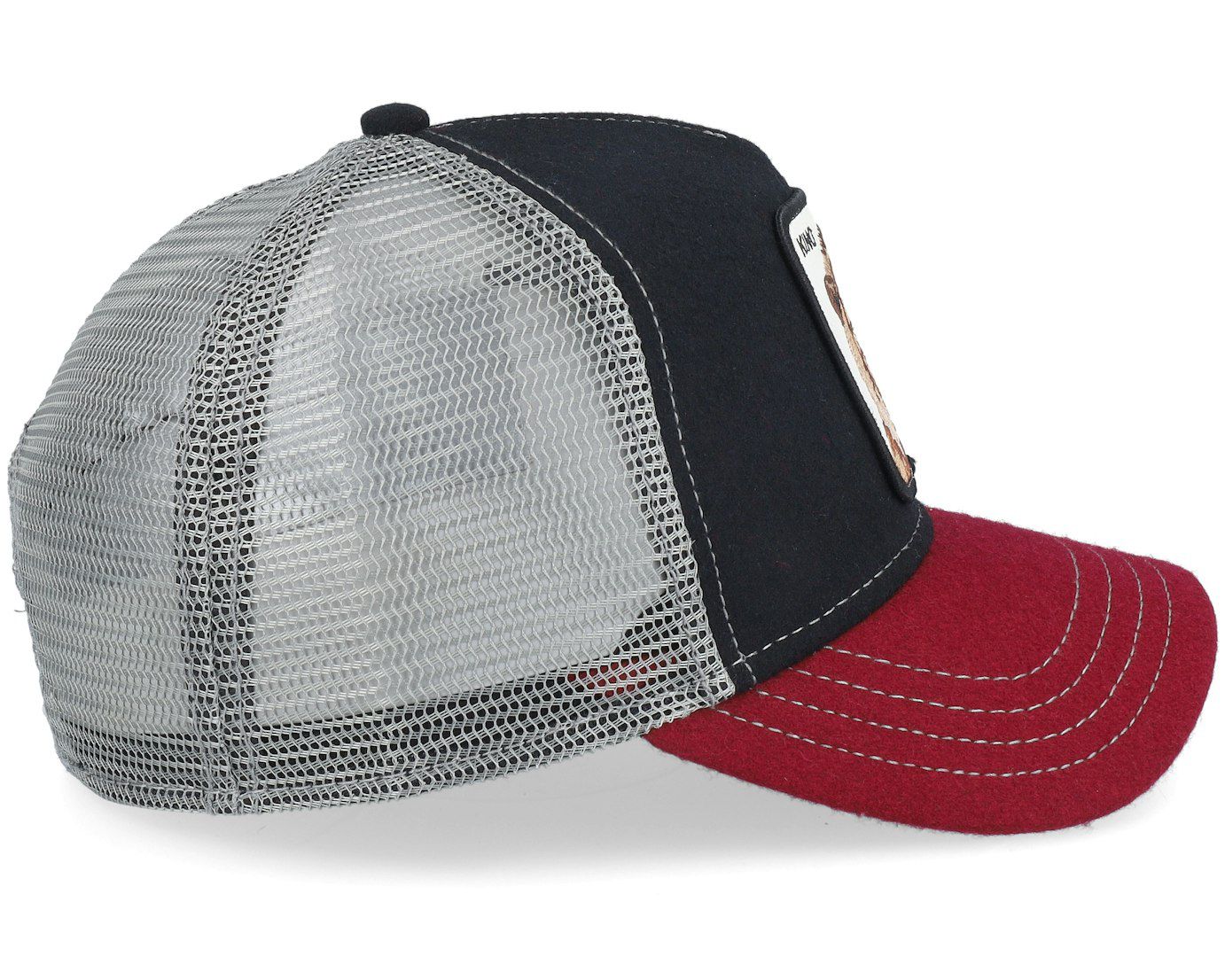 Goorin Bros. "King" Lion Patch Trucker Hat - Black, Red, & Grey