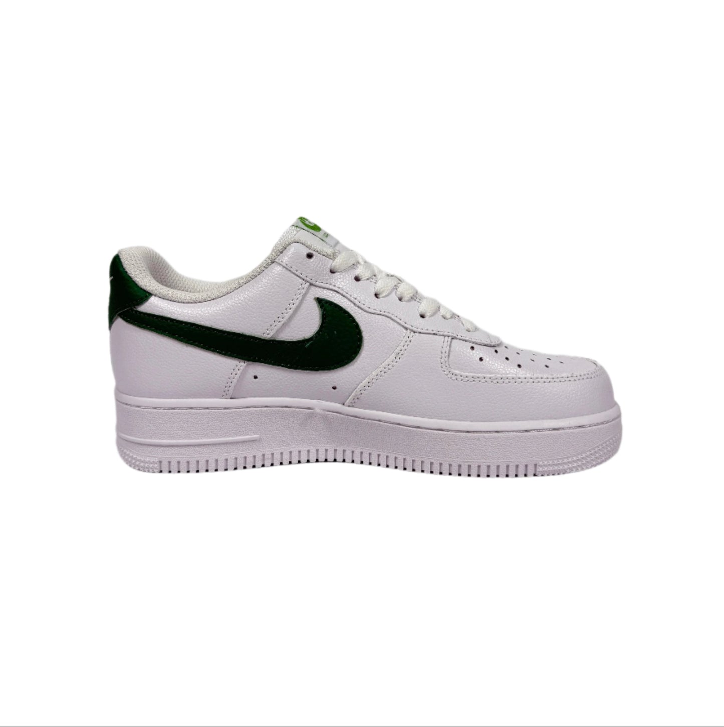 Nike Air Force 1 Low Lifestyle Sneakers - White with Dark Green Swoosh