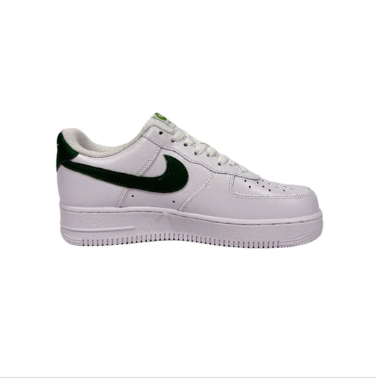 Nike Air Force 1 Low Lifestyle Sneakers - White with Dark Green Swoosh