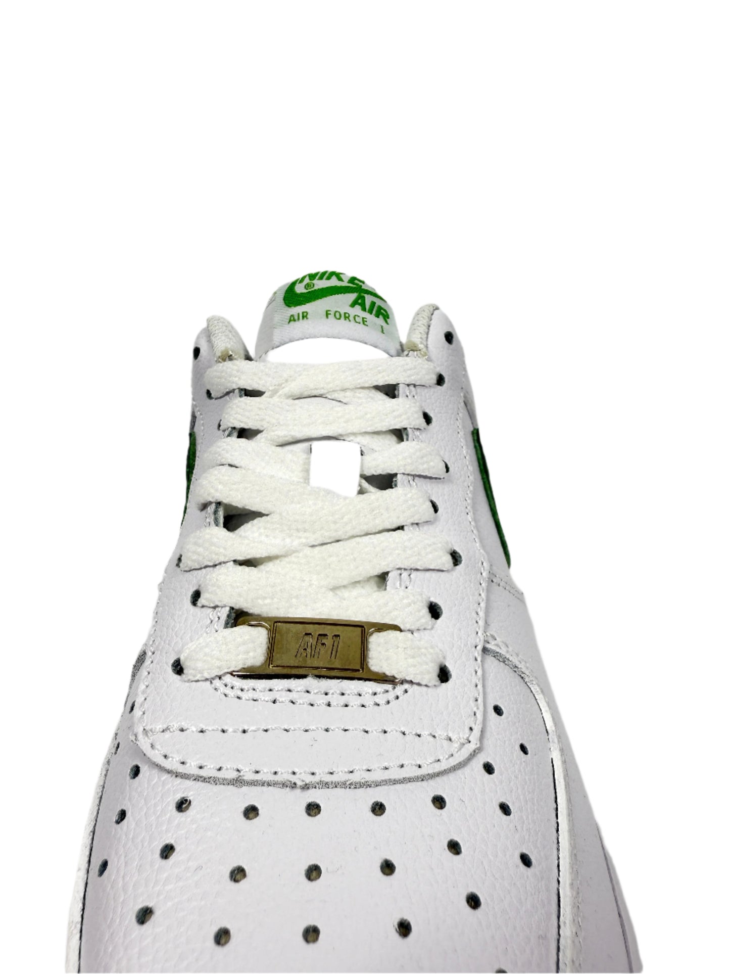 Nike Air Force 1 Low Lifestyle Sneakers - White with Dark Green Swoosh