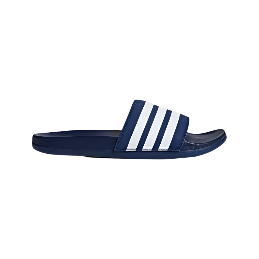 Adilette Comfort Slides - Navy Blue with White 3-Stripes