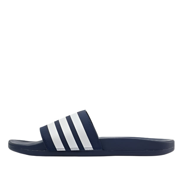 Adilette Comfort Slides - Navy Blue with White 3-Stripes