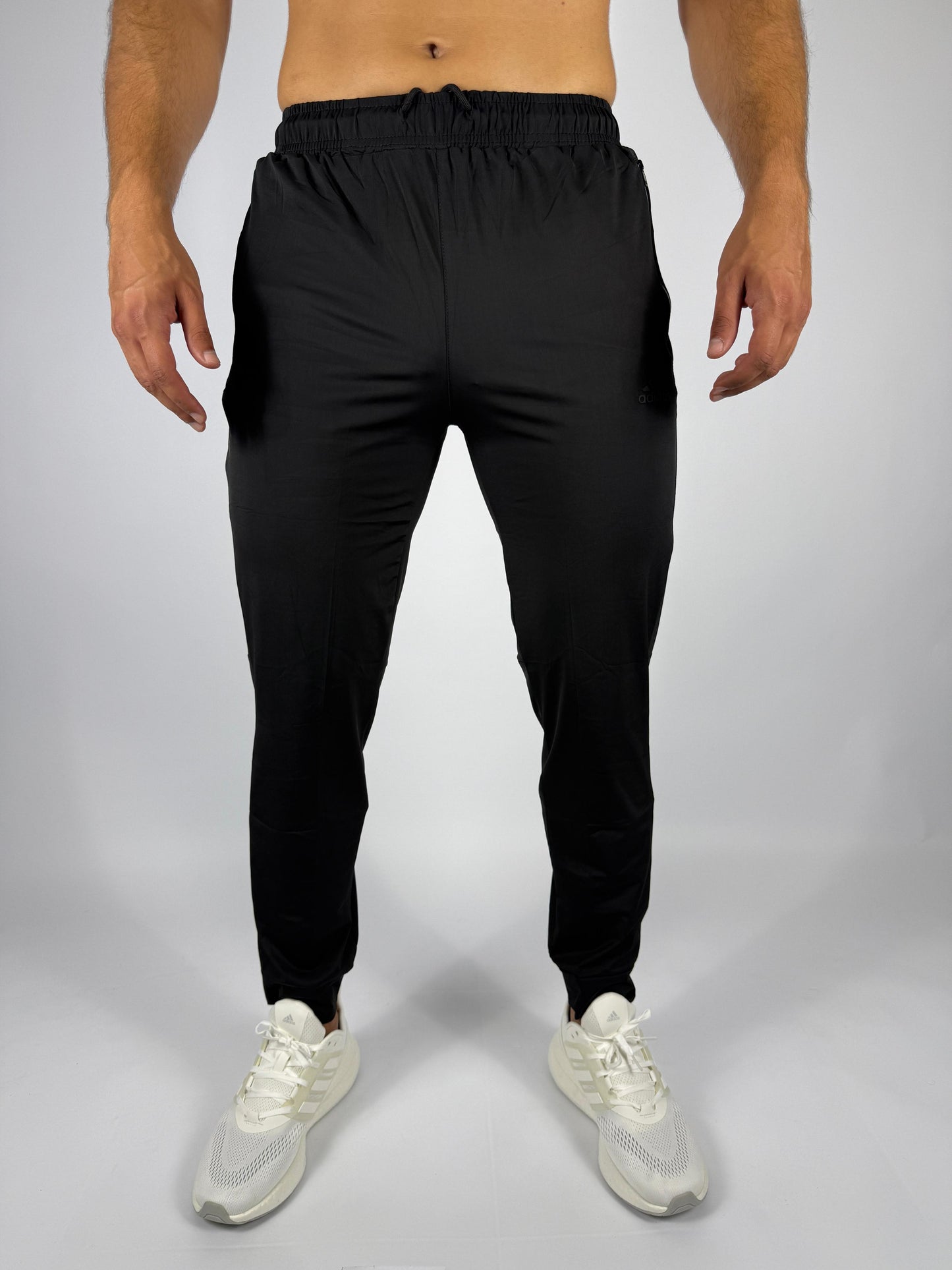 Adidas Solid Black Training Pants - Tapered Fit