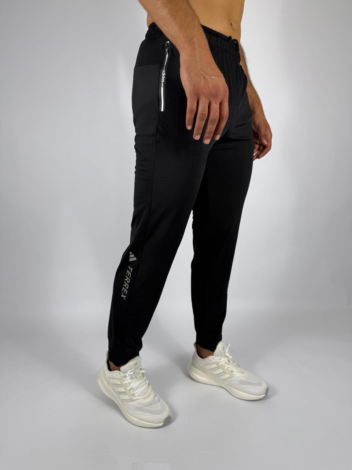 Adidas Solid Black Training Pants - Tapered Fit