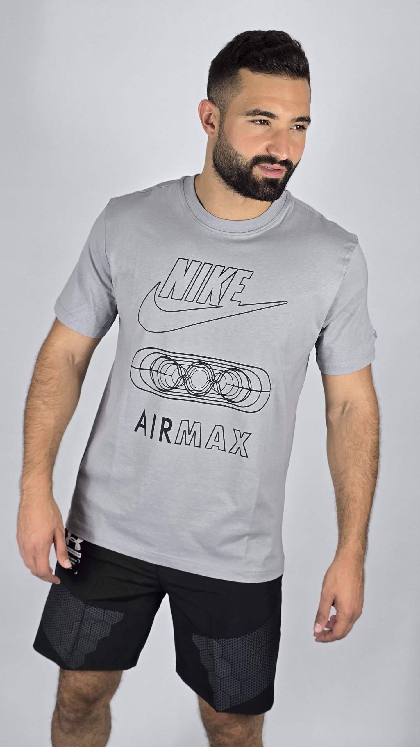 Nike Men's Air Max Gray Graphic T-Shirt | Classic Logo Tee