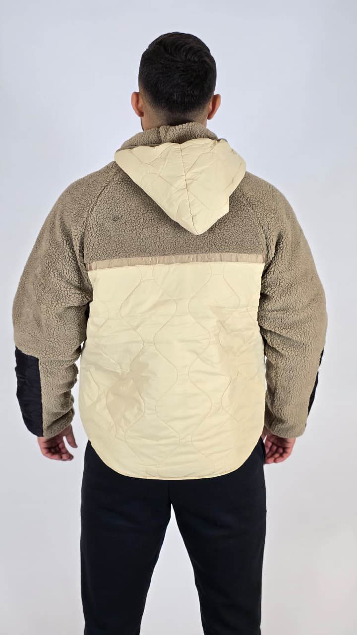 Nike Men's Fleece & Quilted Hybrid Jacket – Sherpa Hoodie for Cold Weather Comfort