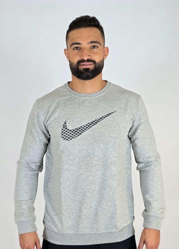 Nike Men’s Grey Long Sleeve Sweatshirt with Signature Swoosh