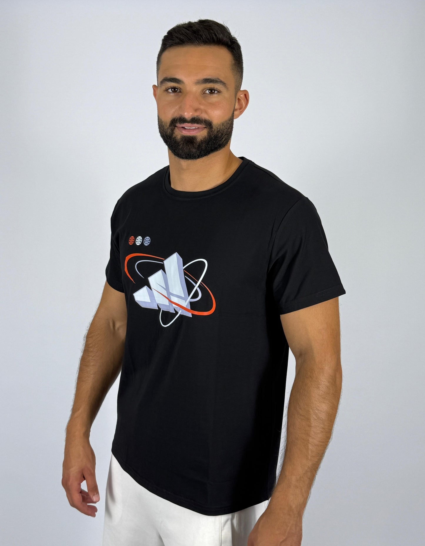 Men's Adidas 3D Geometric Badge of Sport T-Shirt - Black Modern Graphic Tee