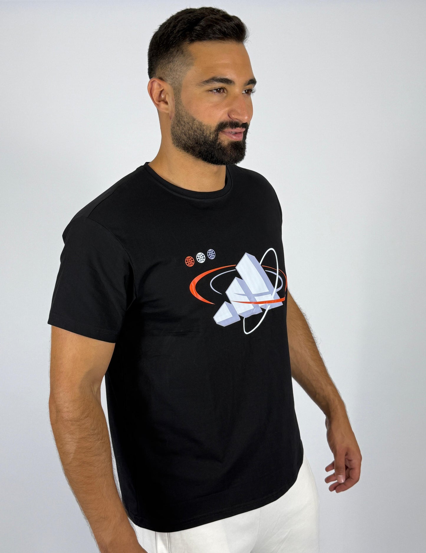Men's Adidas 3D Geometric Badge of Sport T-Shirt - Black Modern Graphic Tee