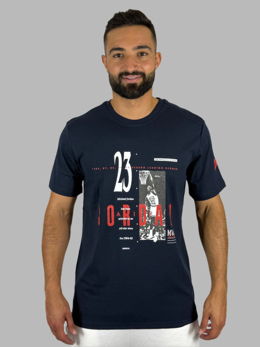 Men's Michael Jordan "23 Air" Stats Graphic T-Shirt - Dark Blue Basketball Legend Tee