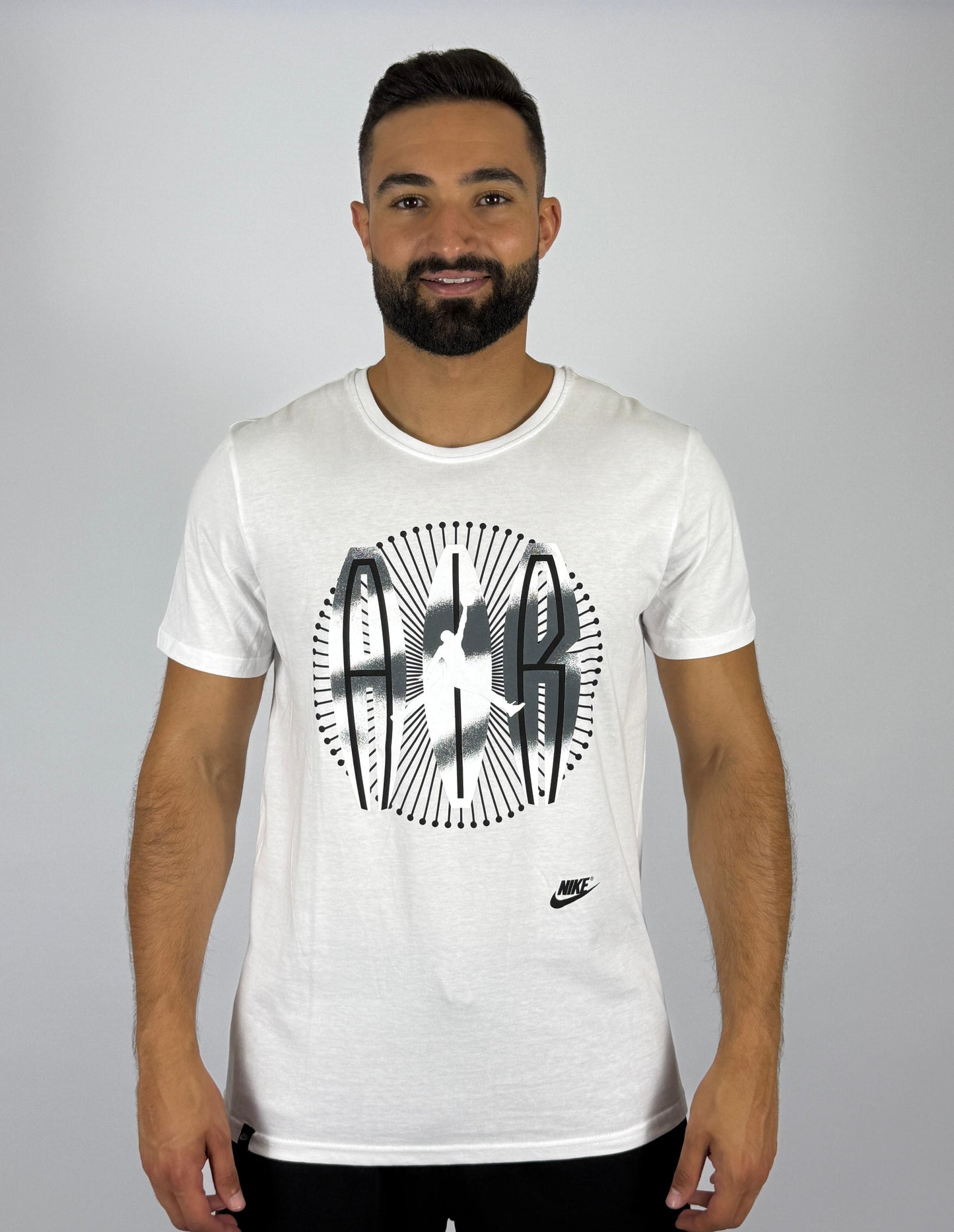 Men's Nike Air Jordan Radial "AIR JORDAN" Logo T-Shirt - Crisp White Basketball Tee