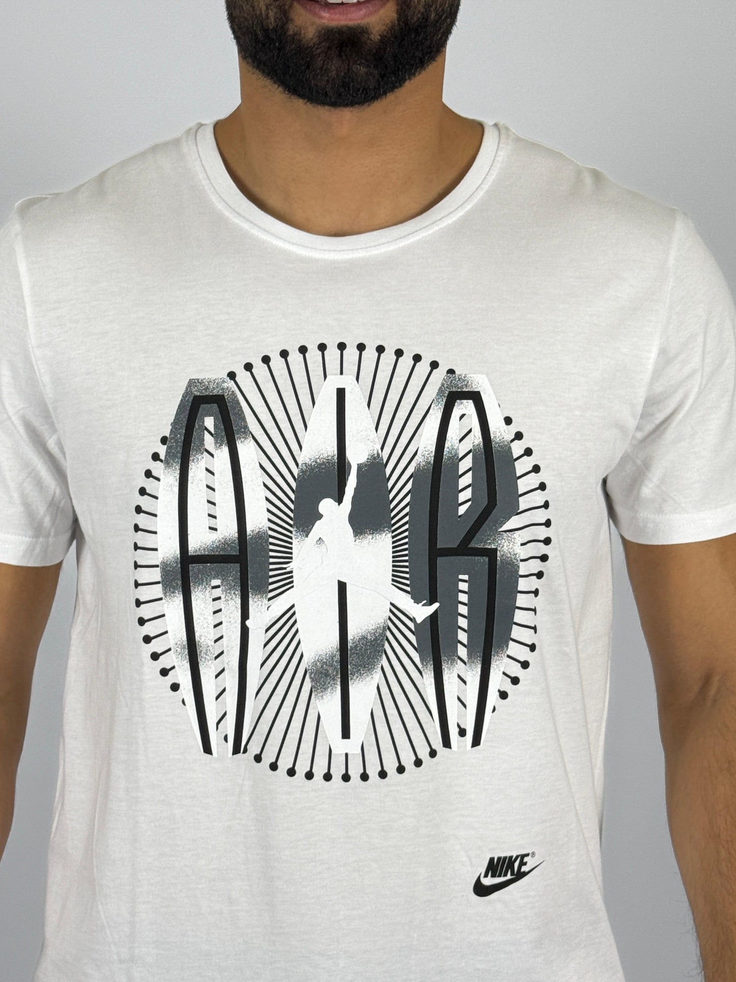 Men's Nike Air Jordan Radial "AIR JORDAN" Logo T-Shirt - Crisp White Basketball Tee