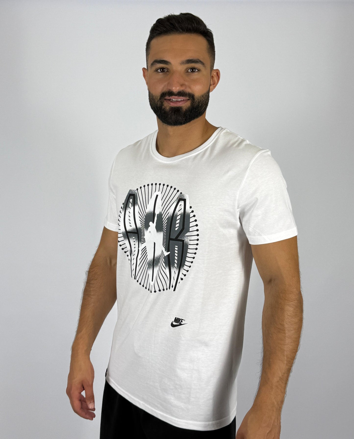 Men's Nike Air Jordan Radial "AIR JORDAN" Logo T-Shirt - Crisp White Basketball Tee