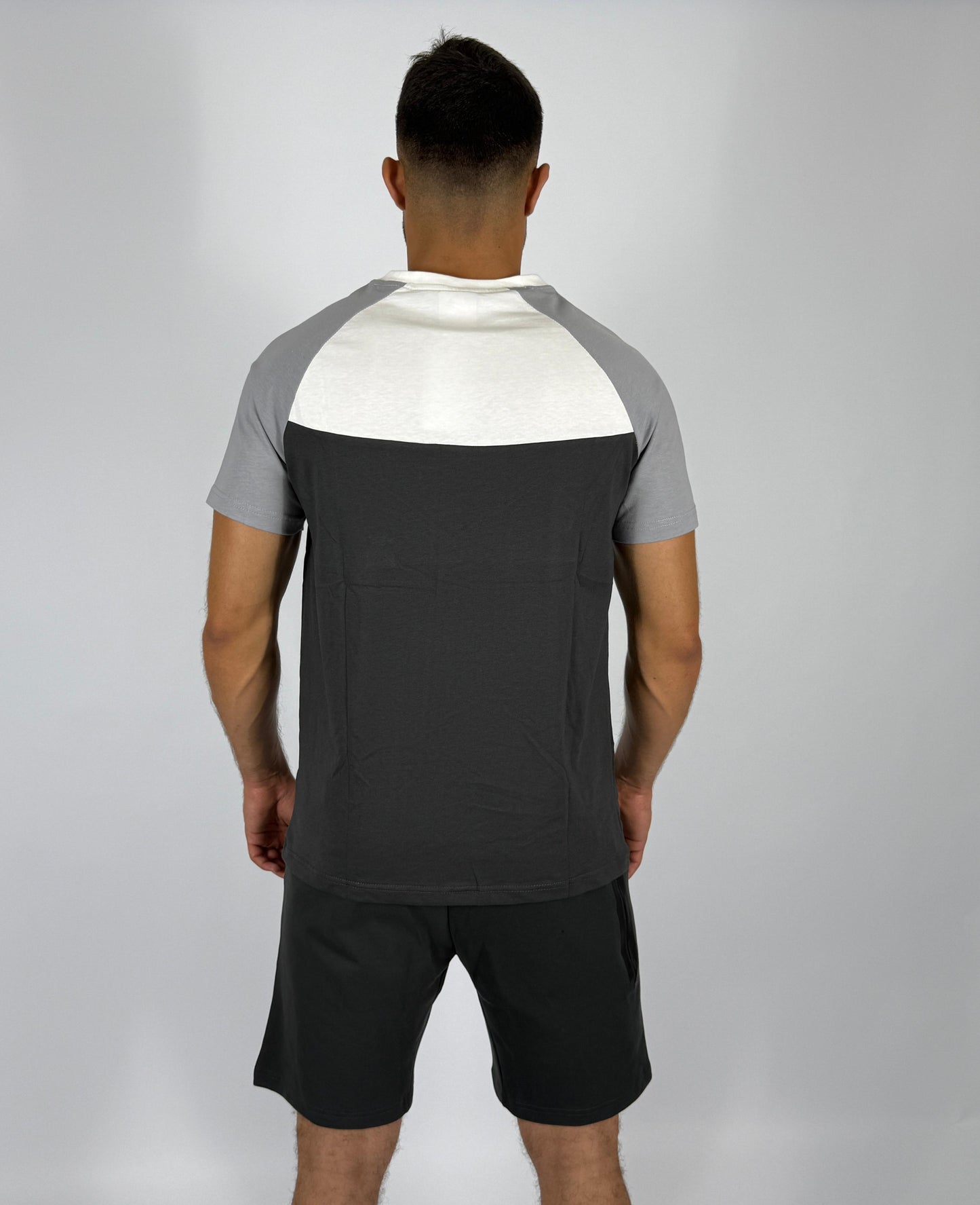 Men's Nike Sportswear Chevron Block T-Shirt - Dark Grey & White Colorblock
