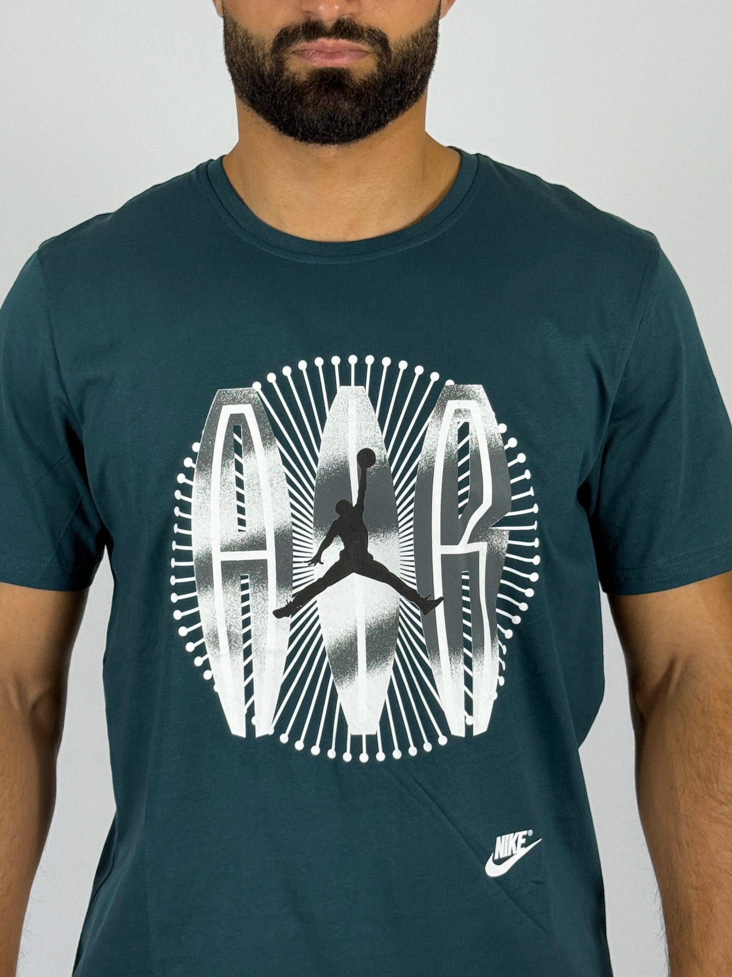 Men's Nike Air Jordan Radial "AIR JORDAN" Logo T-Shirt - Dark Teal Basketball Tee