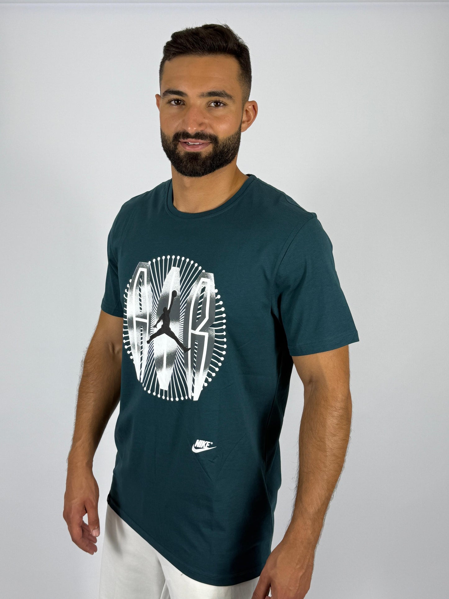 Men's Nike Air Jordan Radial "AIR JORDAN" Logo T-Shirt - Dark Teal Basketball Tee