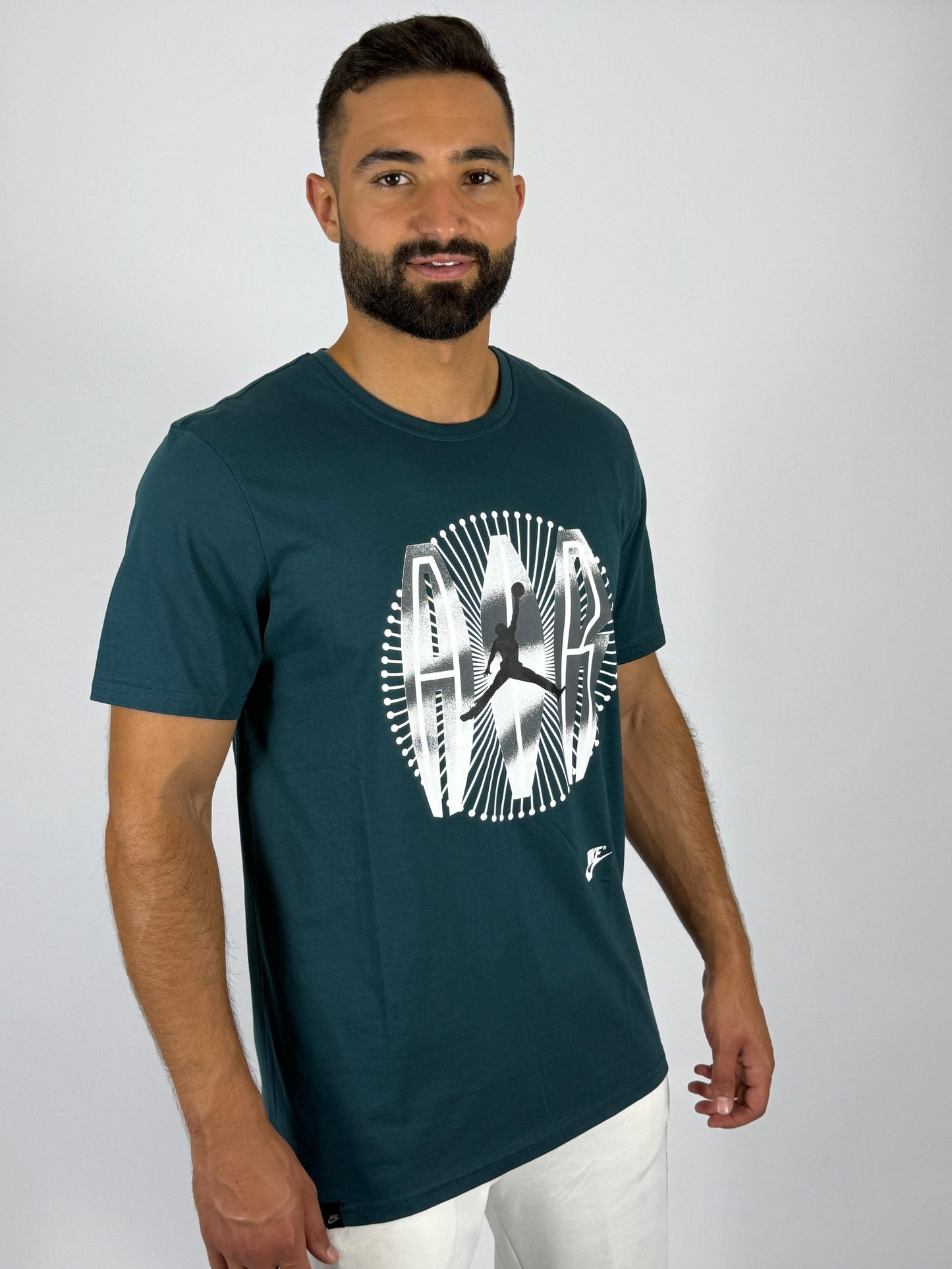 Men's Nike Air Jordan Radial "AIR JORDAN" Logo T-Shirt - Dark Teal Basketball Tee