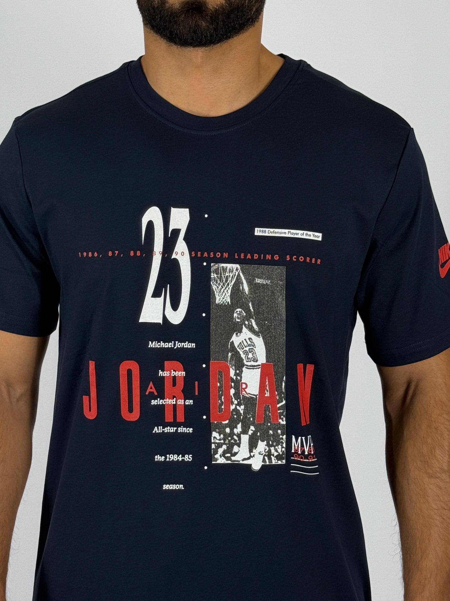 Men's Michael Jordan "23 Air" Stats Graphic T-Shirt - Dark Blue Basketball Legend Tee