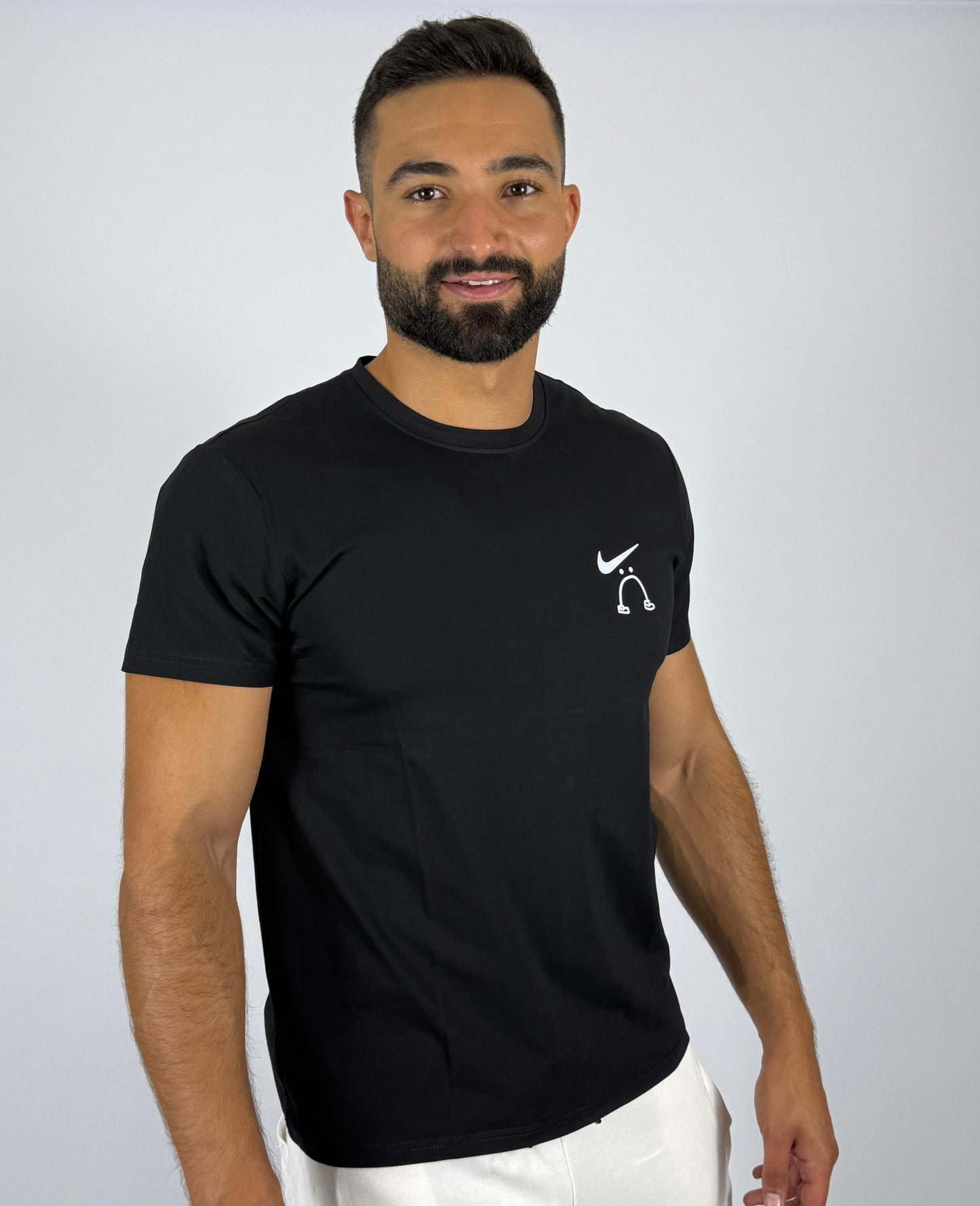 Men's Nike "Swoosh Smile" Graphic T-Shirt - Black Playful Logo Tee
