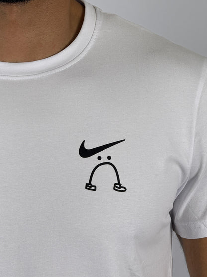 Men's Nike "Swoosh Smile" Graphic T-Shirt - Crisp White Playful Logo Tee
