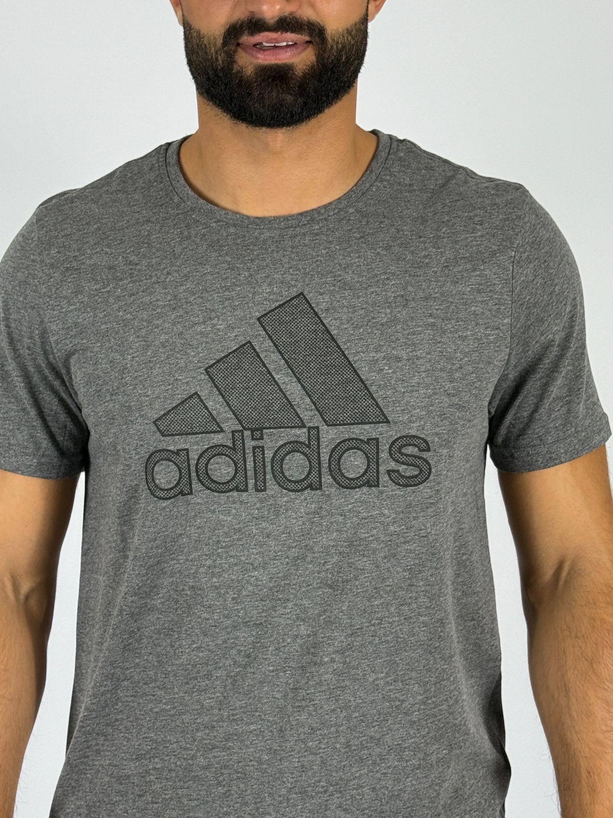 Men's Adidas Outline Badge of Sport T-Shirt - Dark Grey Minimalist Logo Tee