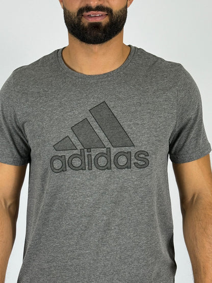 Men's Adidas Outline Badge of Sport T-Shirt - Dark Grey Minimalist Logo Tee