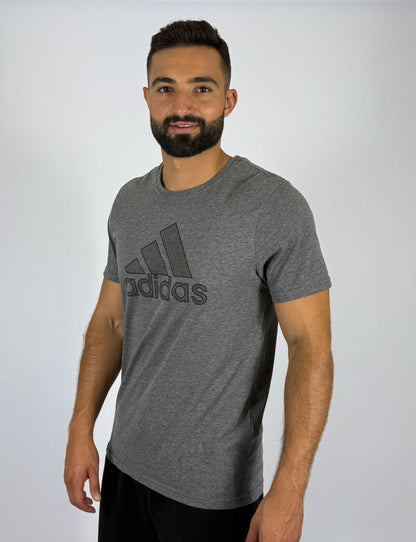 Men's Adidas Outline Badge of Sport T-Shirt - Dark Grey Minimalist Logo Tee