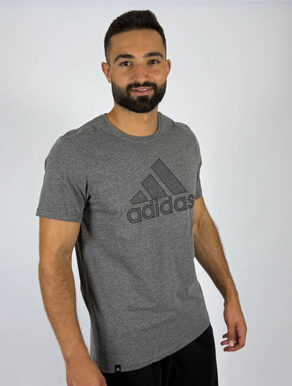 Men's Adidas Outline Badge of Sport T-Shirt - Dark Grey Minimalist Logo Tee