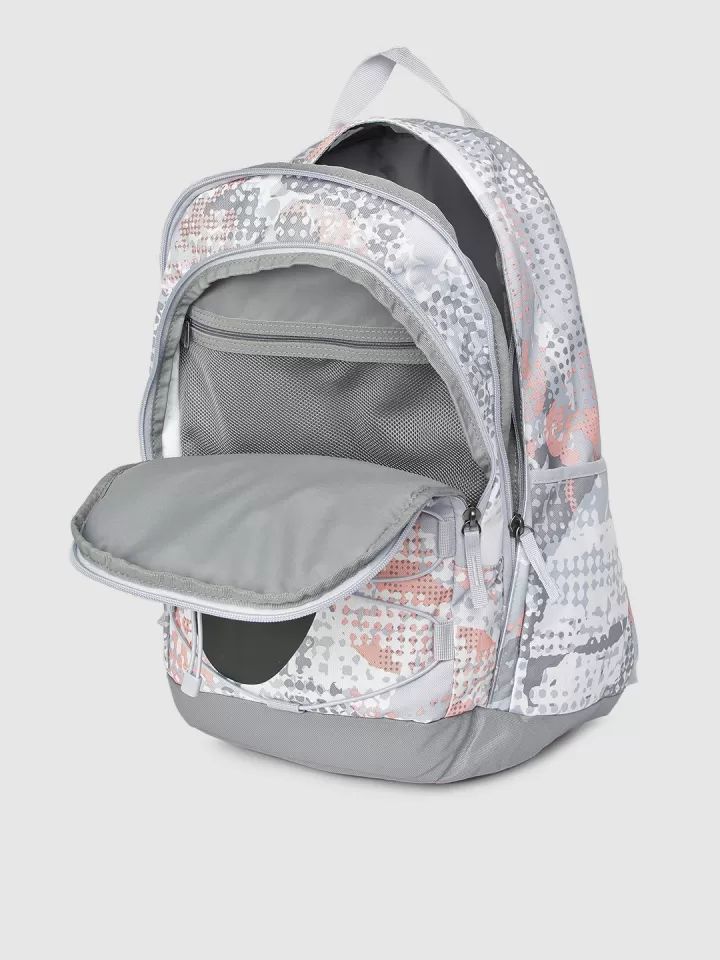 Nike Camouflage Print Backpack - Grey, White, & Peach with Cord Lacing