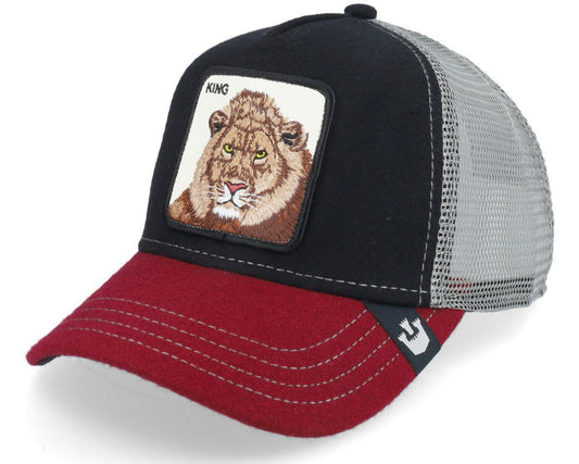 Goorin Bros. "King" Lion Patch Trucker Hat - Black, Red, & Grey