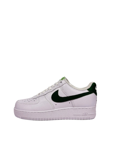 Nike Air Force 1 Low Lifestyle Sneakers - White with Dark Green Swoosh