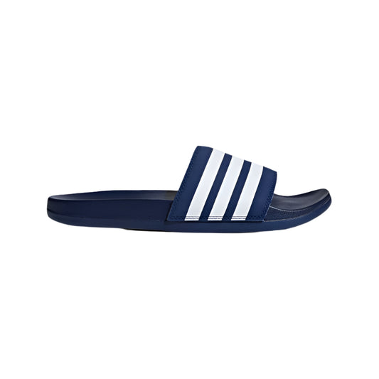 Adilette Comfort Slides - Navy Blue with White 3-Stripes