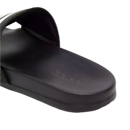 Adidas Adilette Comfort Slides - Black with White 3-Stripes