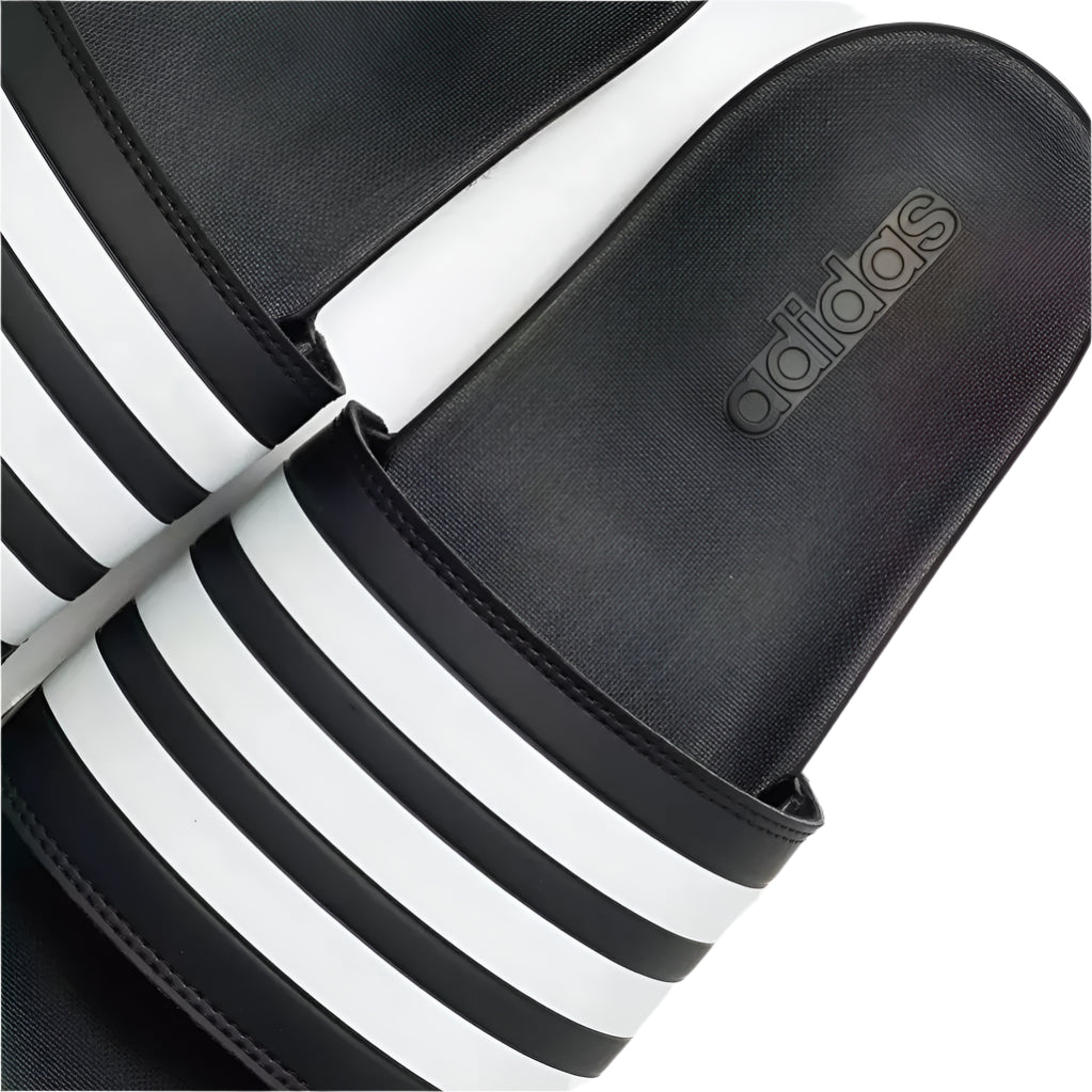Adidas Adilette Comfort Slides - Black with White 3-Stripes