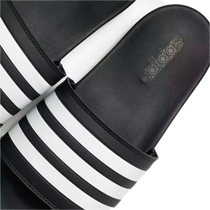 Adidas Adilette Comfort Slides - Black with White 3-Stripes