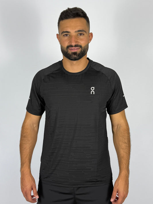 On Cloud Performance-T Men's Running T-Shirt (Black Horizontal Stripe)
