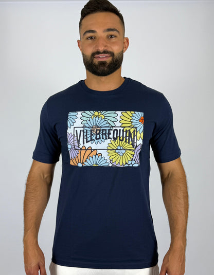 Navy Blue VILEBREQUIN T-Shirt with Floral Print
