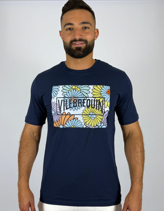 Navy Blue VILEBREQUIN T-Shirt with Floral Print