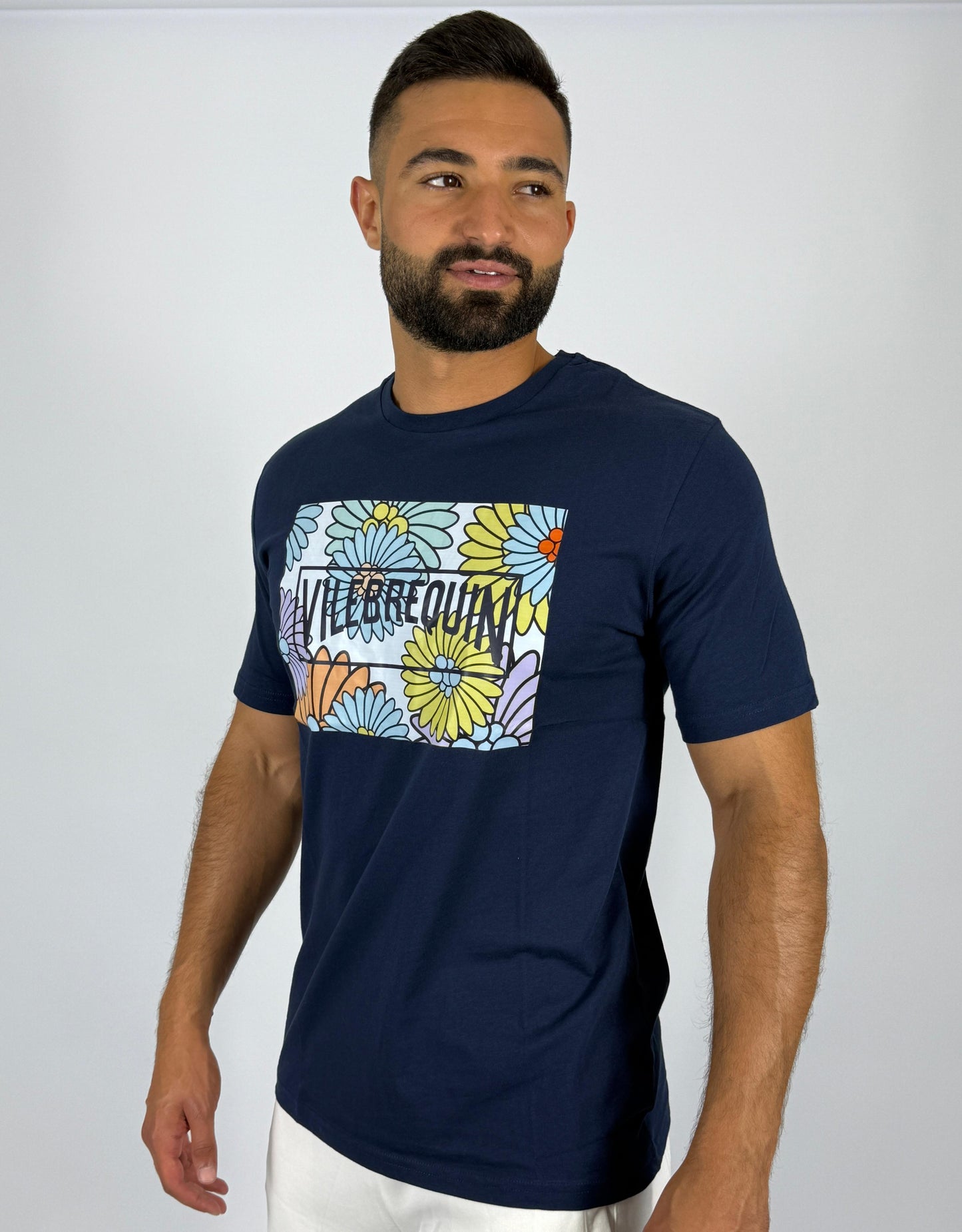 Navy Blue VILEBREQUIN T-Shirt with Floral Print