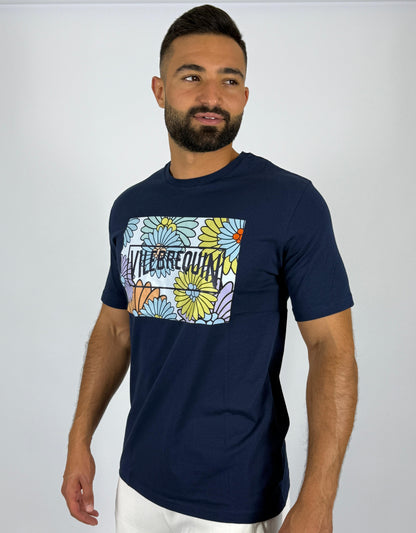 Navy Blue VILEBREQUIN T-Shirt with Floral Print