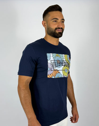 Navy Blue VILEBREQUIN T-Shirt with Floral Print