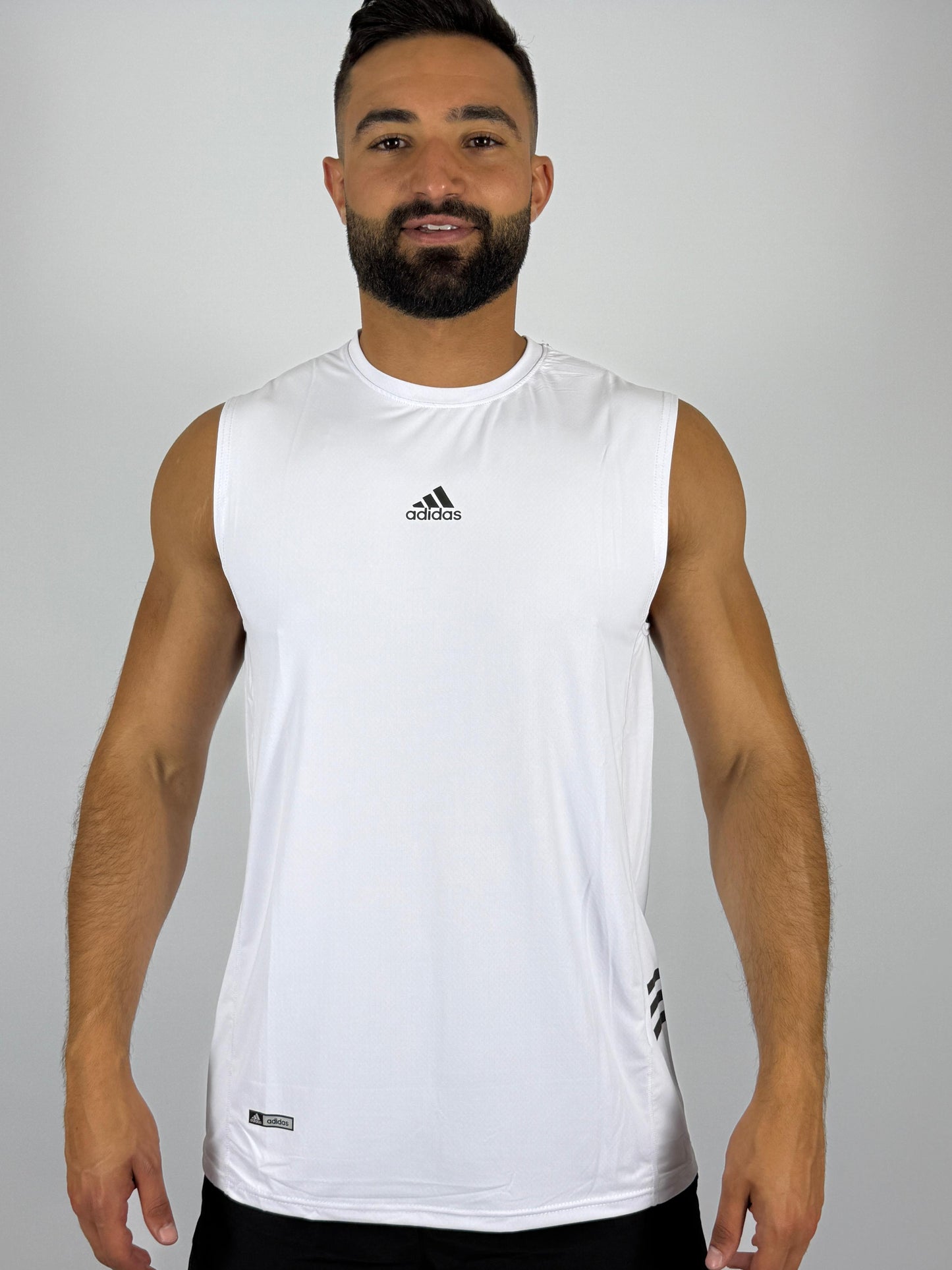 Men's White Adidas Training Sleeveless Tee