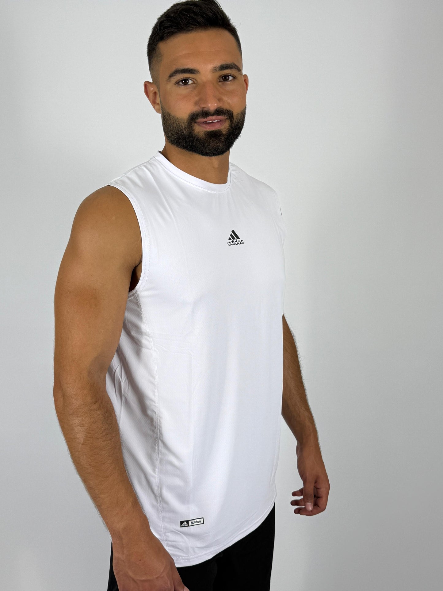Men's White Adidas Training Sleeveless Tee