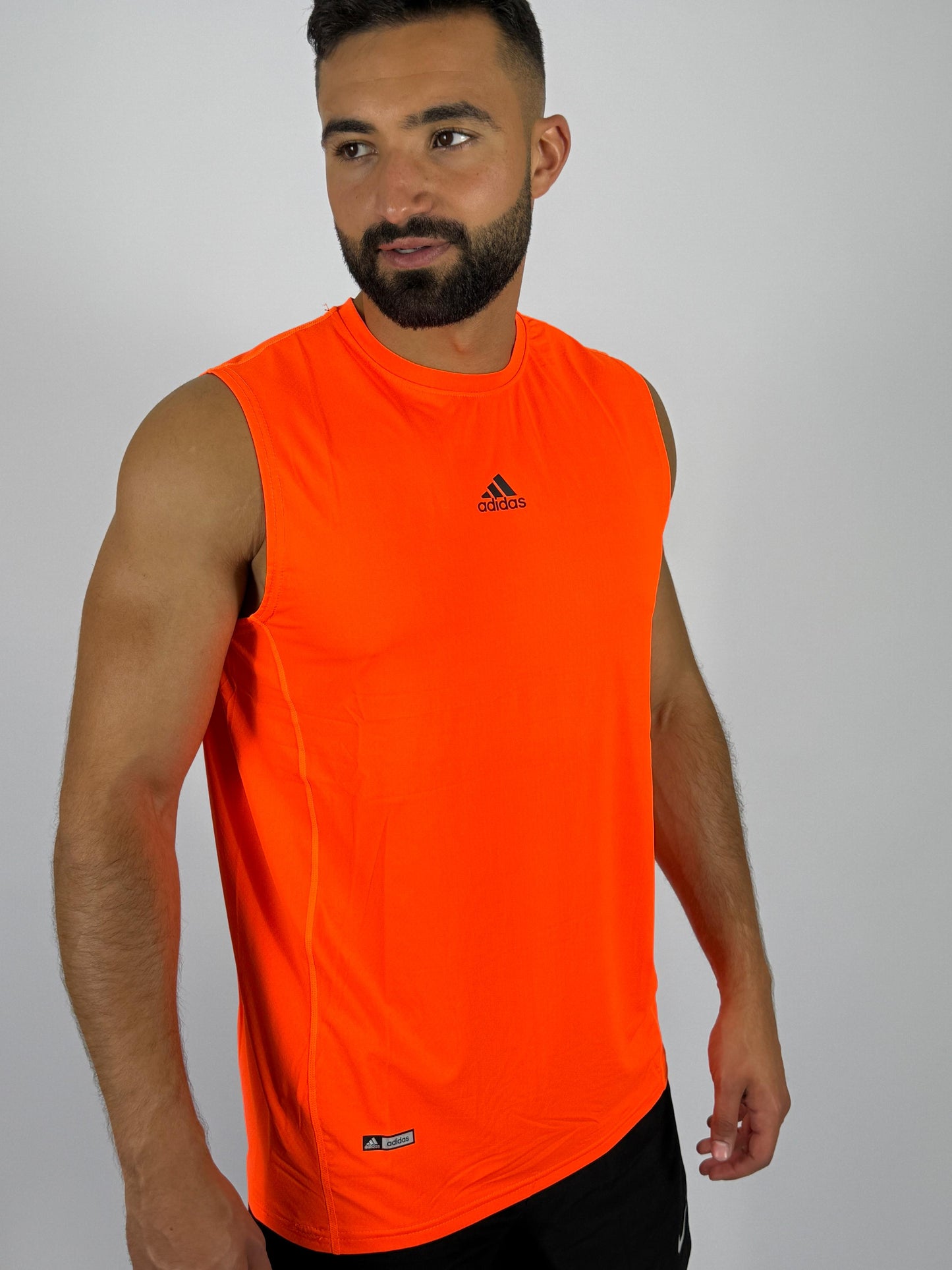 Men's Orange Adidas Training Sleeveless Tee