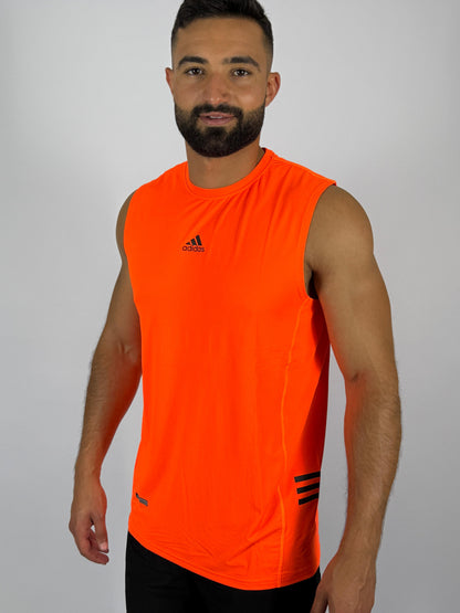 Men's Orange Adidas Training Sleeveless Tee