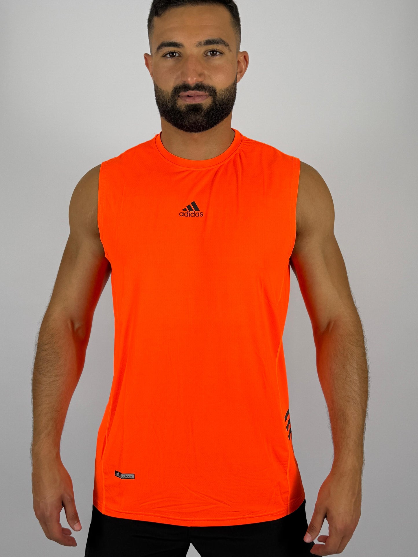 Men's Orange Adidas Training Sleeveless Tee