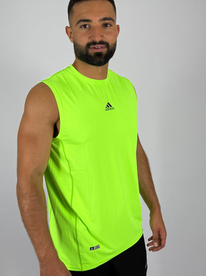 Men's Neon Yellow Adidas Training Sleeveless Tee